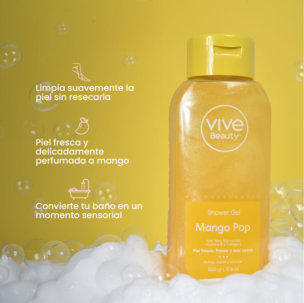 Gel de ducha con aroma a mango para una limpieza suave y una piel fresca