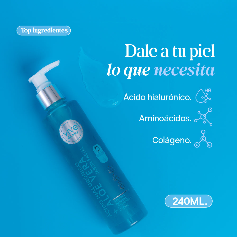 Jabón Facial Ácido Hialurónico + Aloe Vera – 240ML