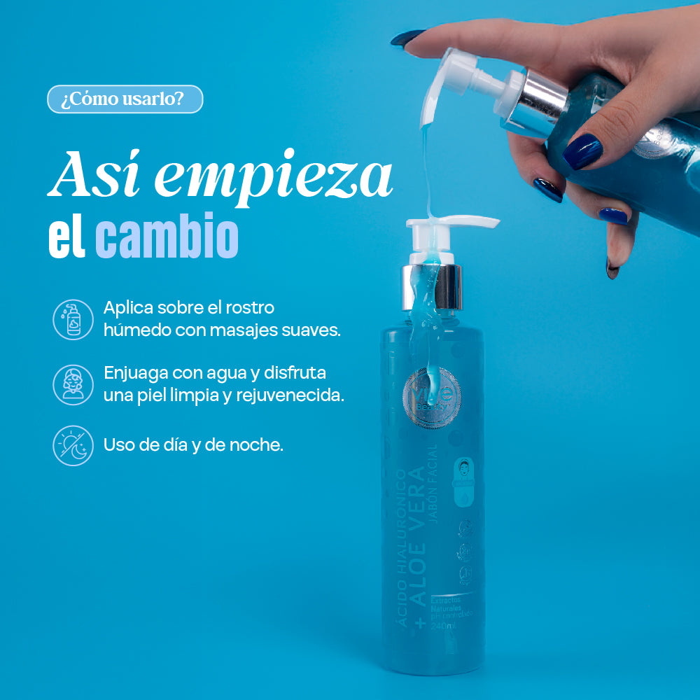 Jabón Facial Ácido Hialurónico + Aloe Vera – 240ML