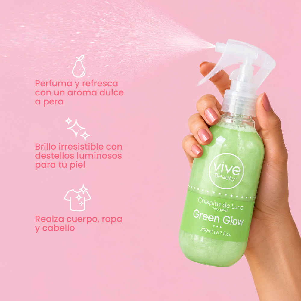 Splash con Brillo con aroma dulce a pera para perfumar y refrescar cuerpo, ropa y cabello