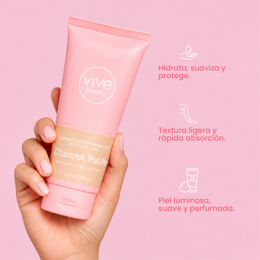 Crema corporal Coconut Vainilla de textura ligera para hidratar y suavizar la piel