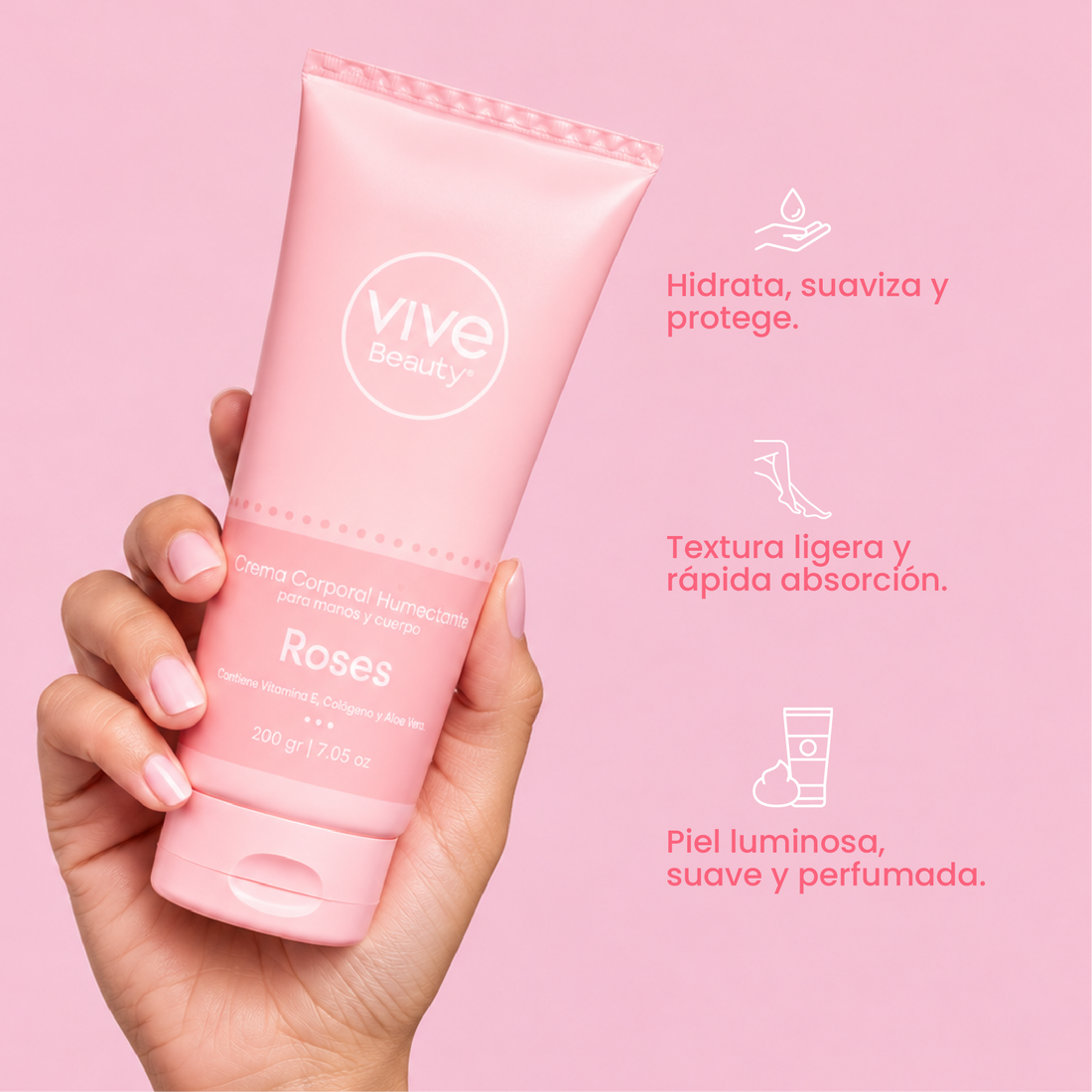 Crema corporal Roses de textura ligera para hidratar y suavizar la piel