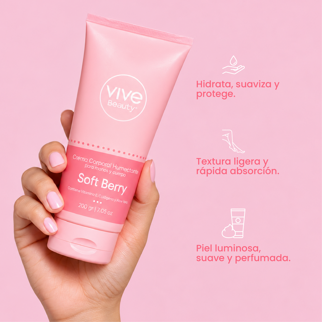 Crema corporal Soft Berry de textura ligera para hidratar y suavizar la piel