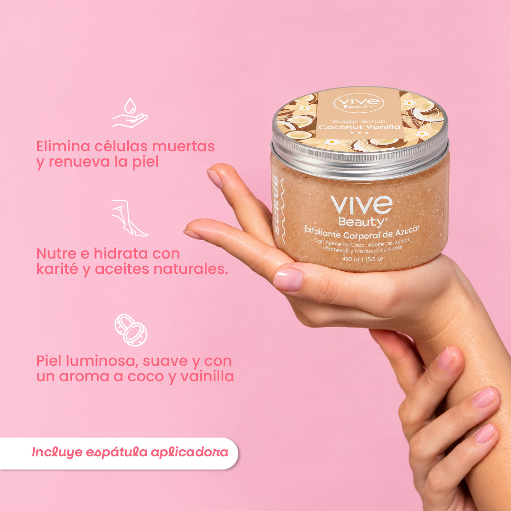 Exfoliante de azúcar para eliminar células muertas, nutrir e hidratar la piel