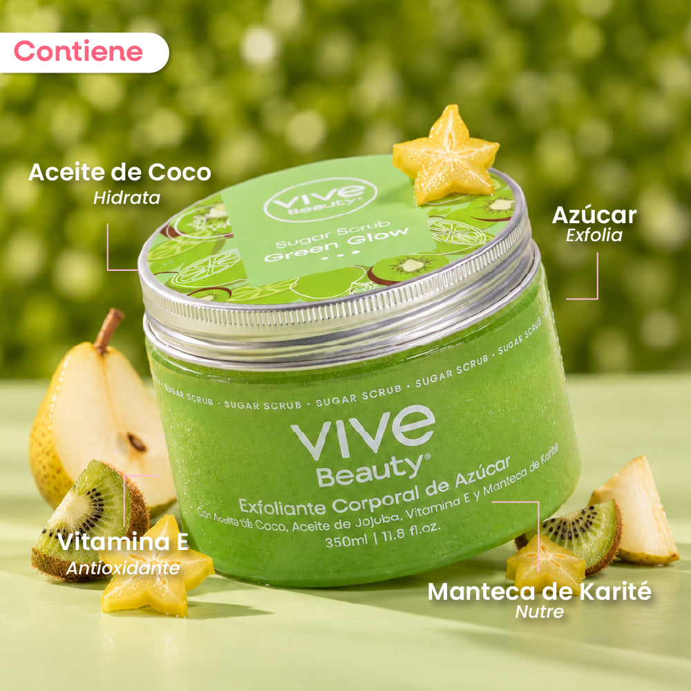 Exfoliante de azúcar con aceite de coco, vitamina E y manteca de karité