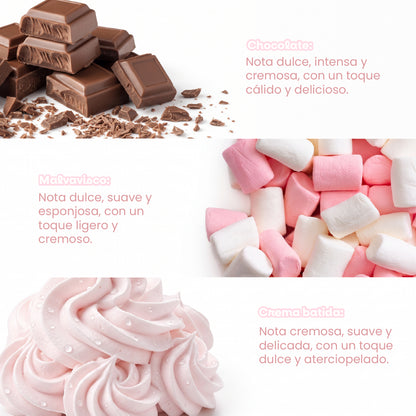 Aroma dulce de chocolate, malvavisco y crema batida