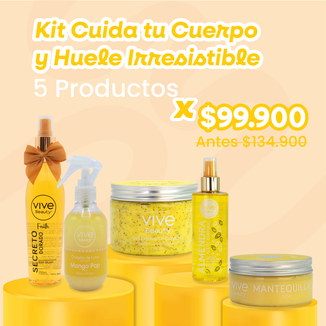Kit de cuidado corporal Vive Beauty con 5 productos para hidratar y perfumar la piel
