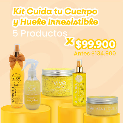 Kit de cuidado corporal Vive Beauty con 5 productos para hidratar y perfumar la piel