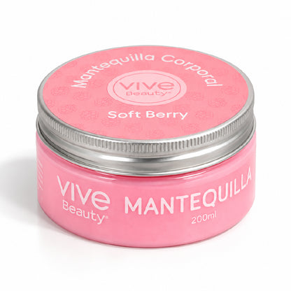 Mantequilla corporal con un aroma dulce a fresa, frambuesa y notas dulces