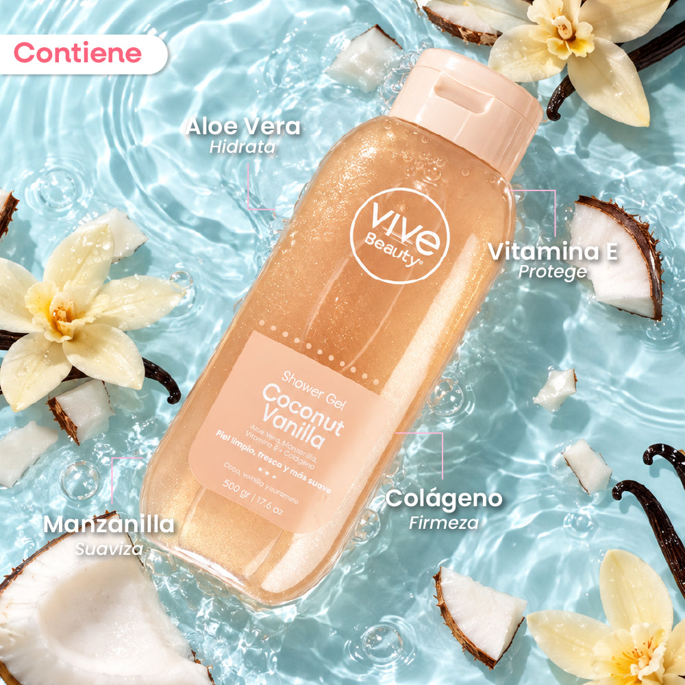 Gel de ducha con aloe vera, vitamina E, manzanilla y colágeno
