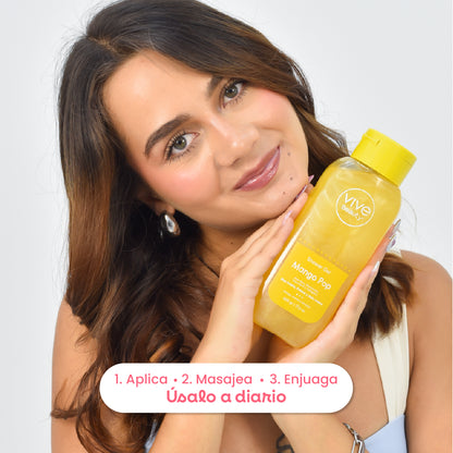 Rutina de baño con gel de ducha para aplicar, masajear y enjuagar