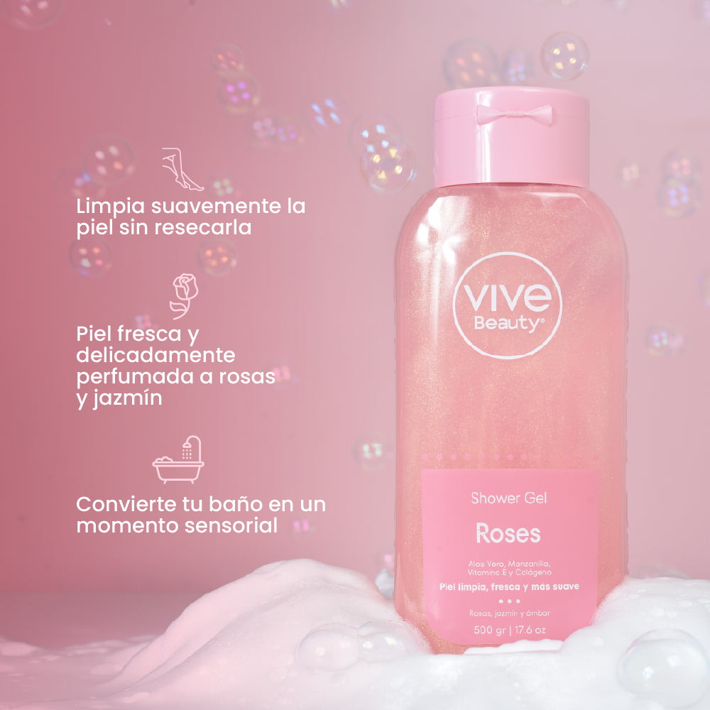 Gel de ducha con aroma floral para limpiar suavemente y refrescar la piel