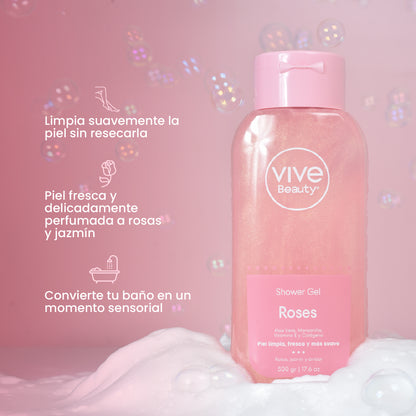 Gel de ducha con aroma floral para limpiar suavemente y refrescar la piel
