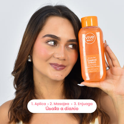 Gel corporal para aplicar, masajear y enjuagar durante la rutina diaria de baño