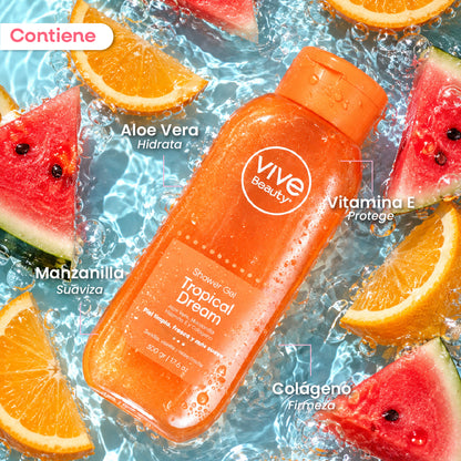 Gel de ducha con aloe vera, vitamina E, manzanilla y colágeno