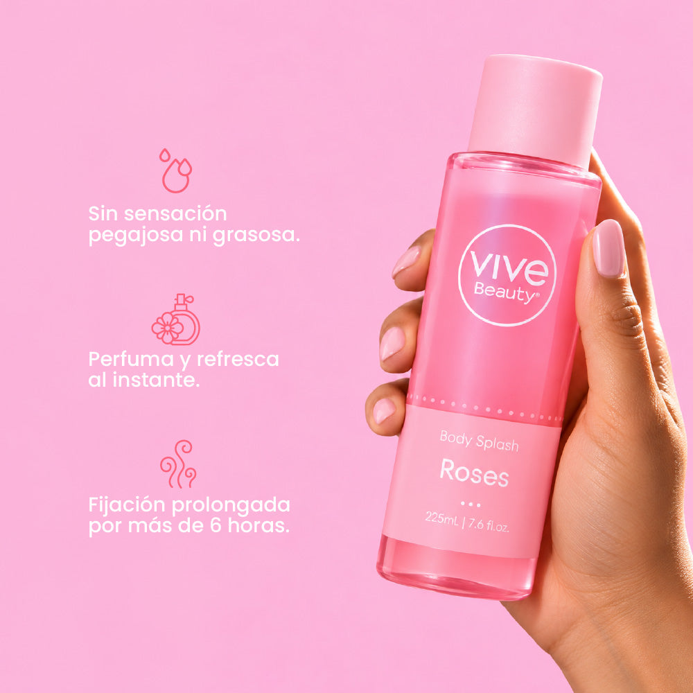 Splash Roses con aroma floral, sensación ligera y fijación prolongada