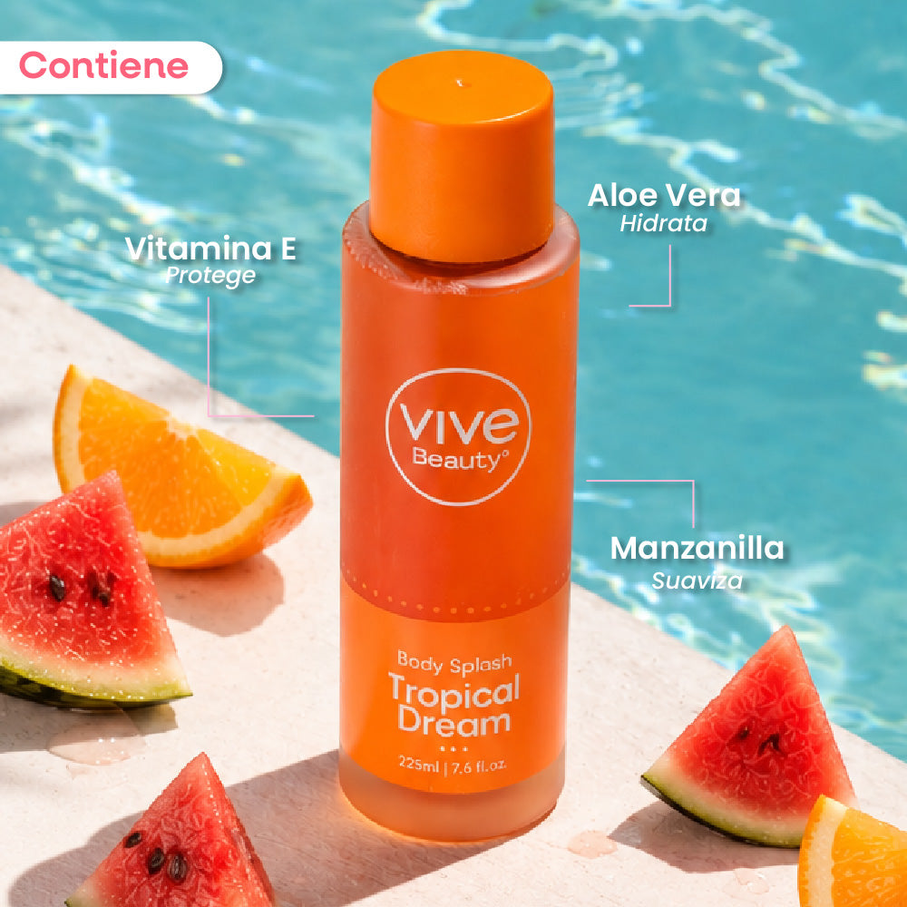 Splash Tropical Dream con aloe vera, vitamina E y manzanilla para el cuidado corporal