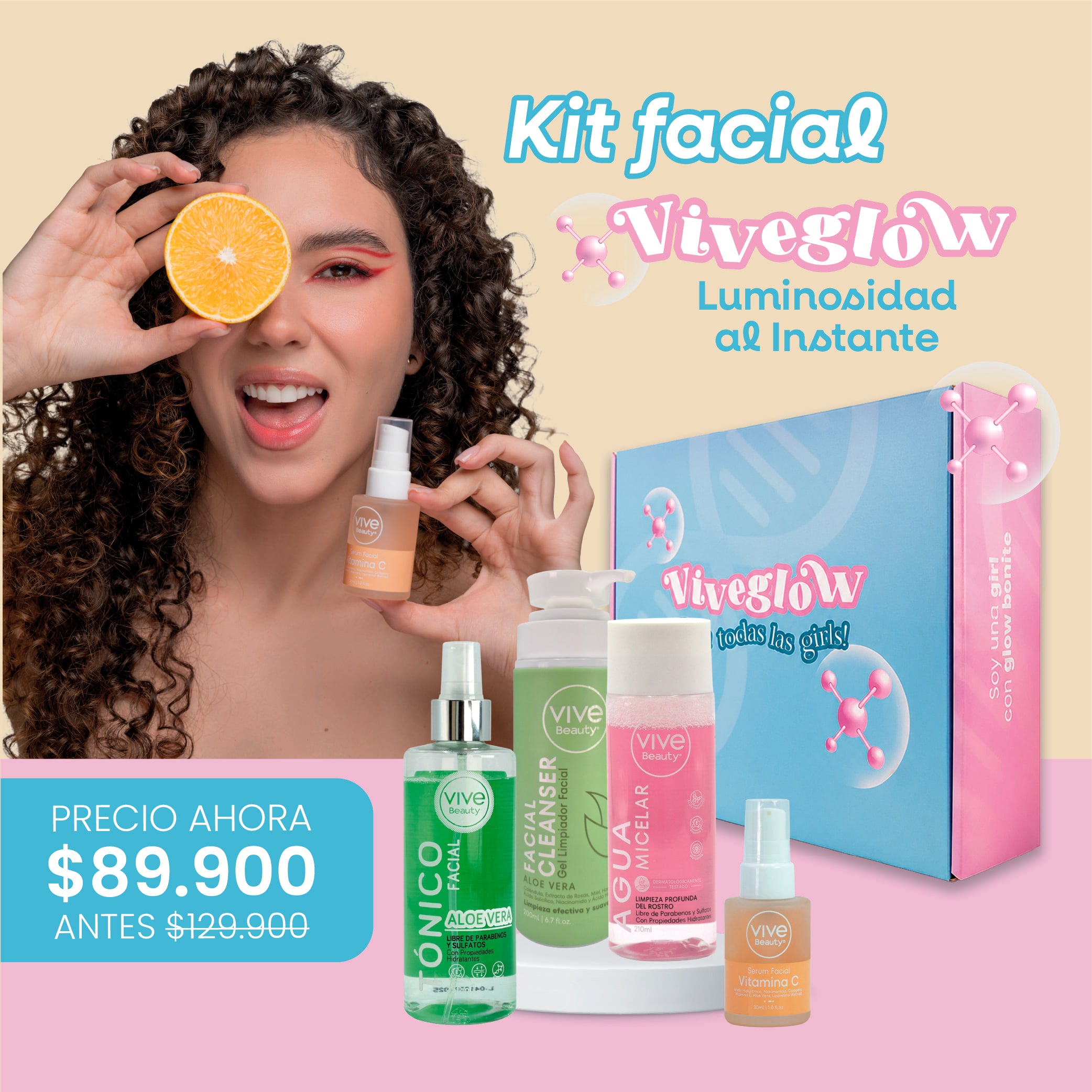 Kit Facial Viveglow Luminosidad al Instante